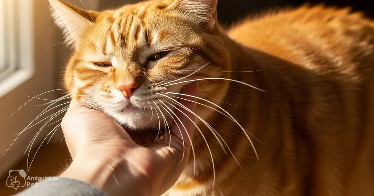 Gato recebendo carinho na bochecha, um dos melhores lugares onde fazer carinho no gato